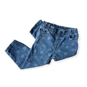 Okie Dokie Toddler Girls Jeans Size 2T Blue Floral Print Denim